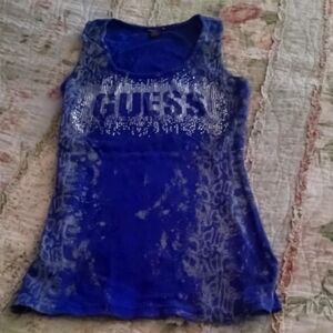 Guess Vibrant Blue Tank with Shimmering Silver Details
